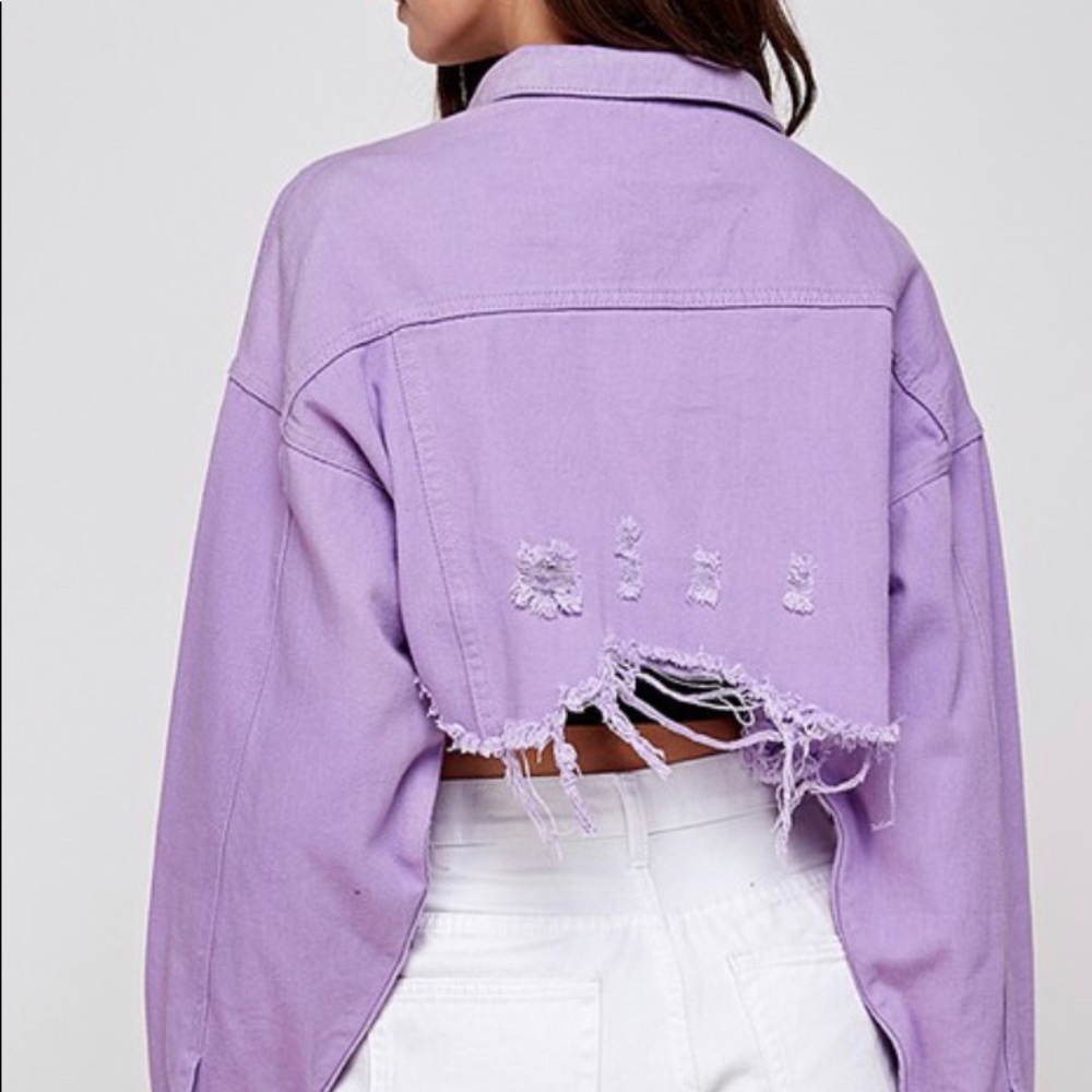 Lavender cropped jean jacket - Picture 2 of 7
